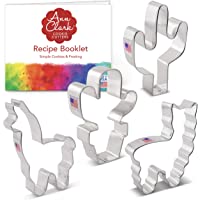 Ann Clark Cookie Cutters Juego de 4 cortadores de galletas llama y cactus con libro de recetas - Acero fabricado en EE…